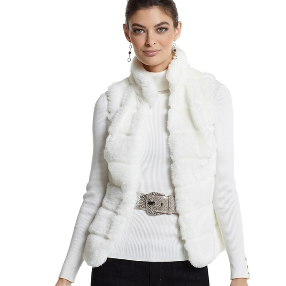 White House Black Market Jackets & Blazers - WHBM Winter White Faux Fur Vest